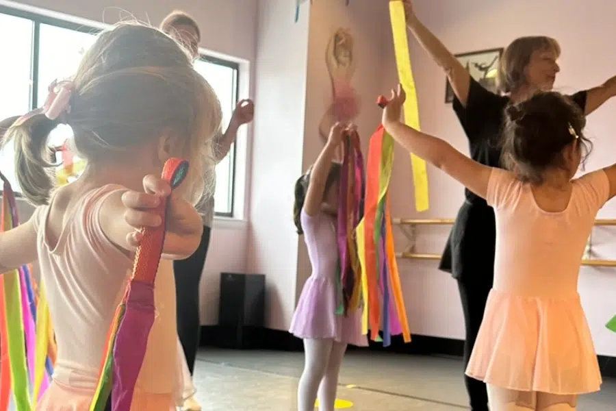 Children’s Ballet Class with Colorful Ribbon Dance