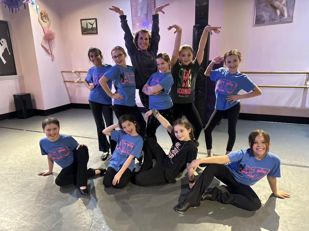 Miss Deb Vogel and elementary jazz dancers at All That Jazz, Newton